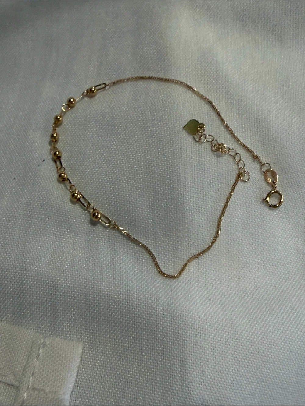 18K Solid Gold Italian Bead Link Bracelet | Adjustable | Certified